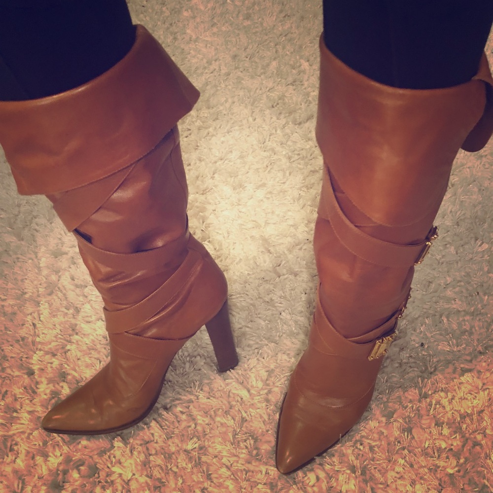 Louis Vuitton Brown Leather High Heel Boot 38.5